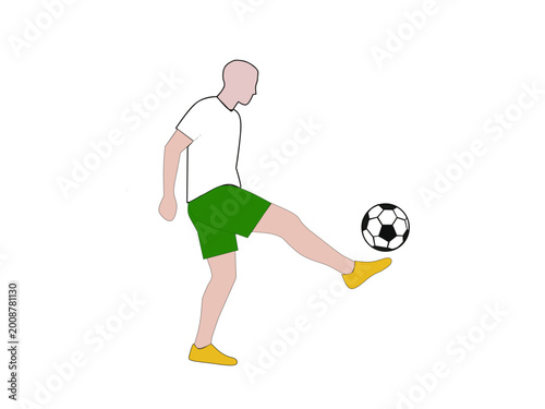 Football Player Kicking Ball Vector Illustration