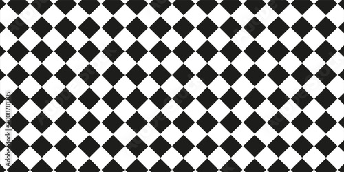 Tableau sur toile Seamless black and white checkered pattern with diagonal diamond shapes