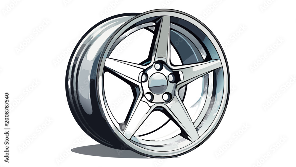 Fototapeta premium Modern Car Alloy Wheel Rim Chrome Finish Illustration