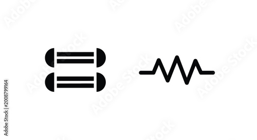 Photos Spring coil and waveform signal black silhouette