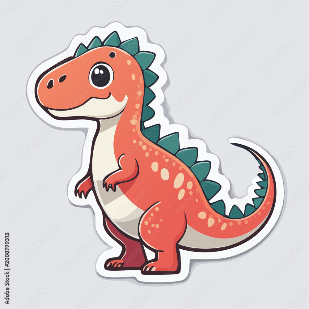 Fototapeta premium Cute Cartoon Dinosaur Sticker