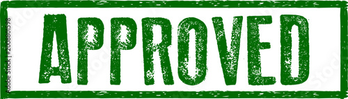 Konstfotografi Green approved grunge rubber stamp isolated on white background