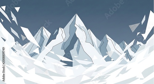 Snowy mountain range landscape scenery.