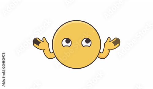 Tableau sur toile Yellow shrugging emoji vector illustration showing clueless face expression with