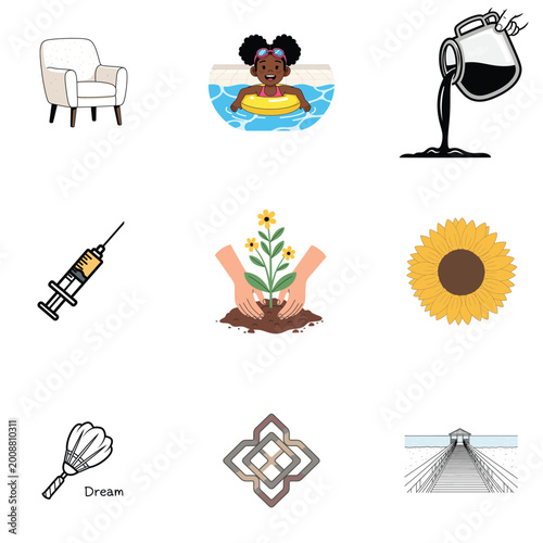 Summer Relaxation and Leisure Lifestyle Vector Illustration