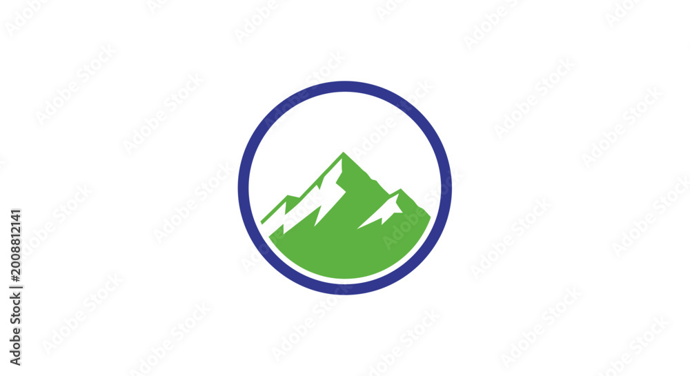 Obraz premium Mountain landscape in a blue circle.