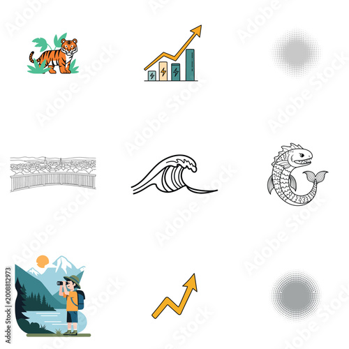 Abstract Business and Nature Concept Illustration with Tiger