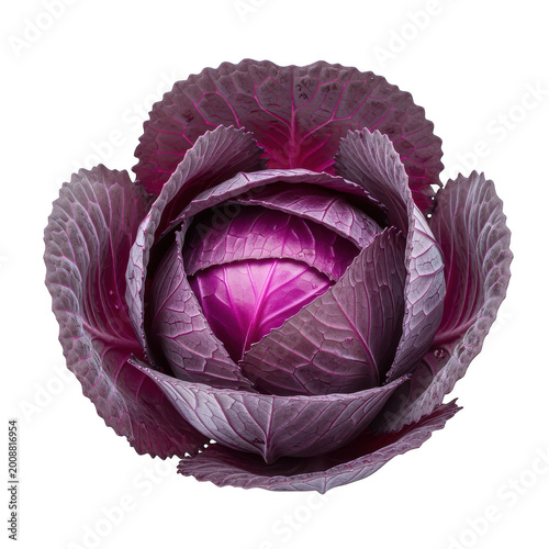 Fresh red cabbage isolated on transparent background