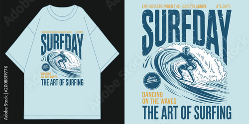 Photography surfday dancing on the waves the art of surfing retro vintage surfer graphic tsh