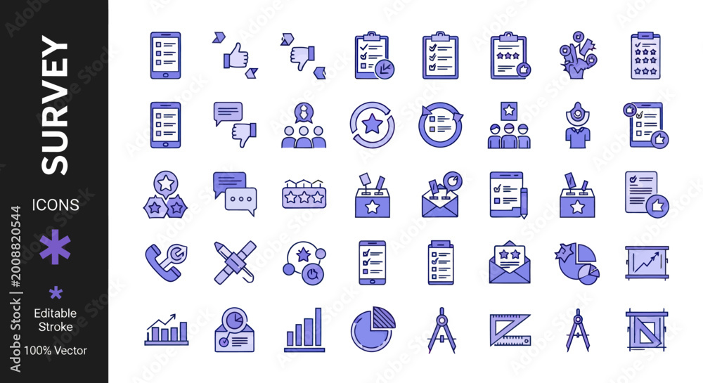 Obraz premium Collection of business survey icons.