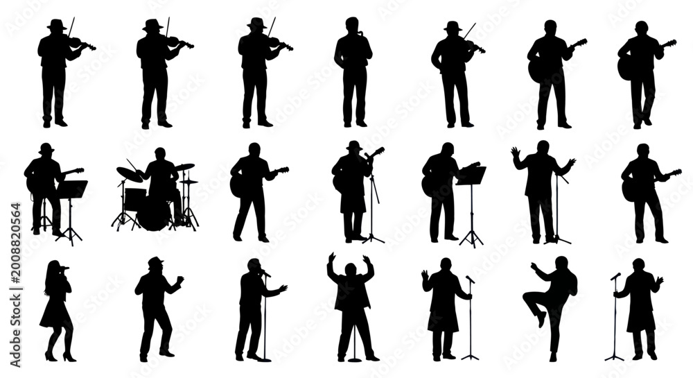 Fototapeta premium Musicians playing various musical instruments.