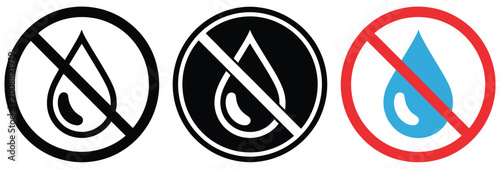 Tableau sur toile No water icon vector illustration featuring crossed-out water drop symbol for fl