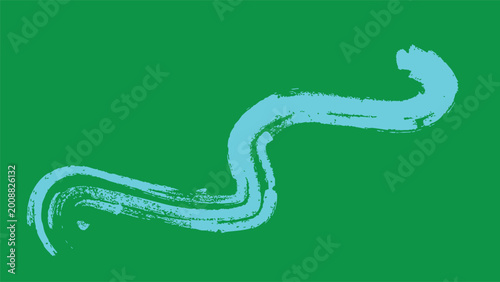 Bilde på lerret Light blue brush stroke curving on a green background, abstract motion