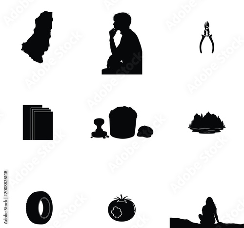 Abstract industrial vector pattern with silhouettes and stripes