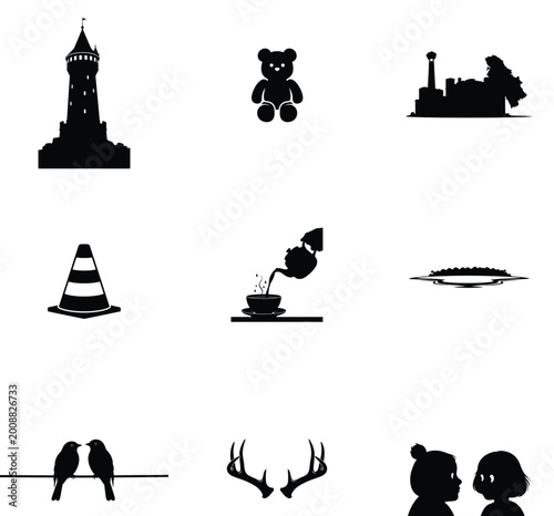 Navy Blue Nautical Pattern with Lighthouse and Sailboat Silhouettes