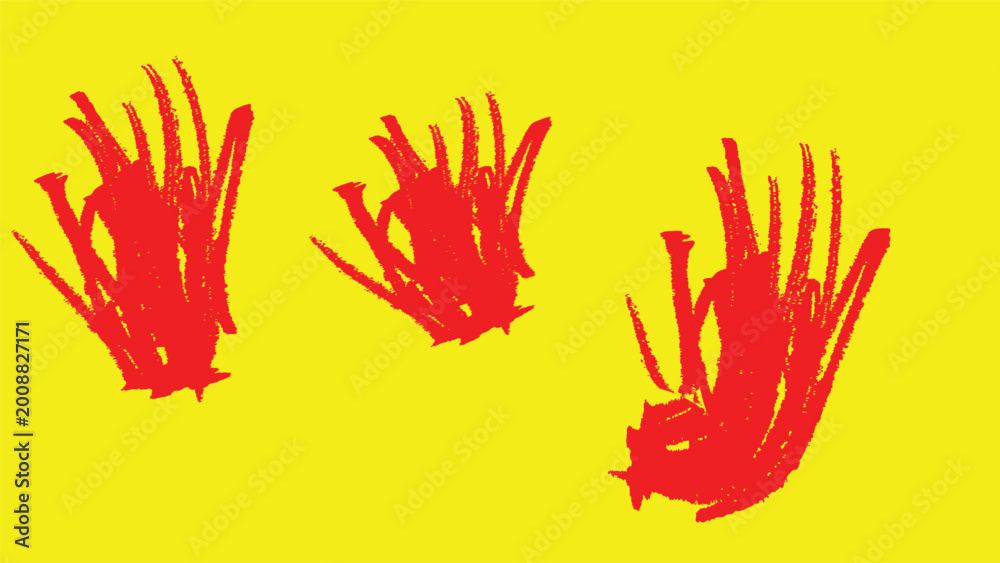 Obraz premium Abstract red vertical brush strokes on bright yellow background graphic element vector illustration.