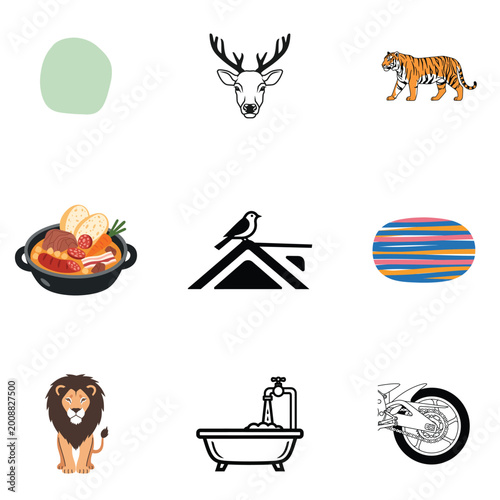 Modern Abstract Animal Illustration with Tiger and Deer
