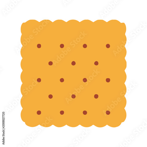 Fotografie Square crispy cracker biscuit with small brown dots in a simple flat vector illu