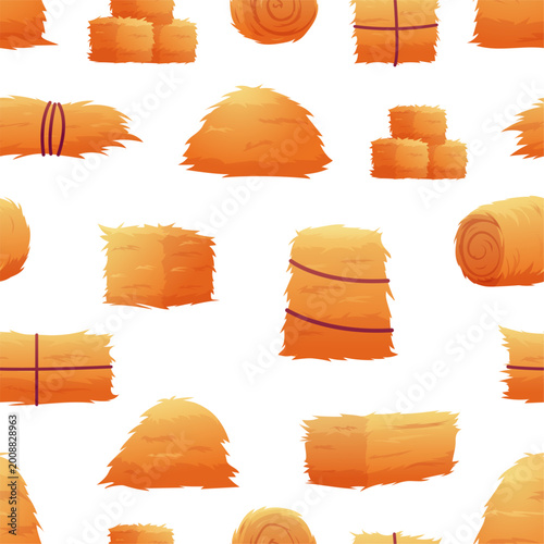 Quadro em tela Cartoon haystacks seamless pattern