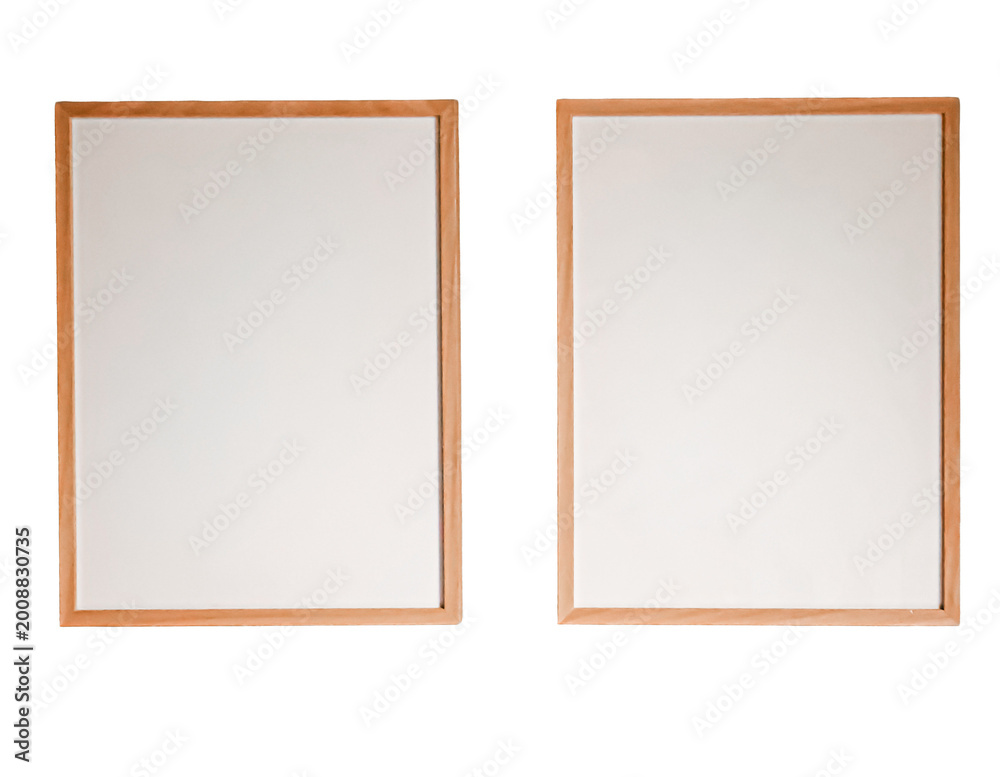 Obraz premium PNG Two blank frames with light wooden borders, empty canvas providing copy space, transparent background