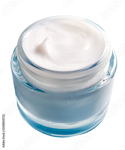 Foto PNG White face cream in a blue jar, skin care cosmetic for beauty and health, mo