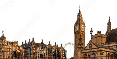 Fotografía PNG Big Ben clock tower and Houses of Parliament with London Eye in background o