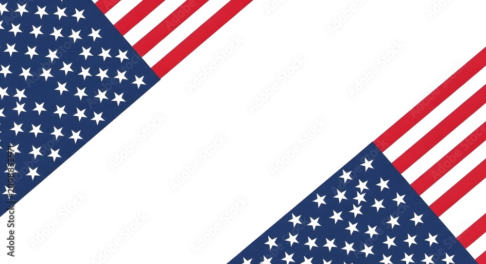 Fototapeta premium Patriotic independence day background with american flags and stars