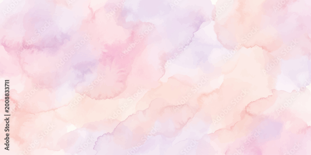 Fototapeta premium Abstract watercolor texture art, a harmonious blend of soft pastels. This artwork exudes serenity and elegance, featuring gentle washes of pink, peach, and lavender. 