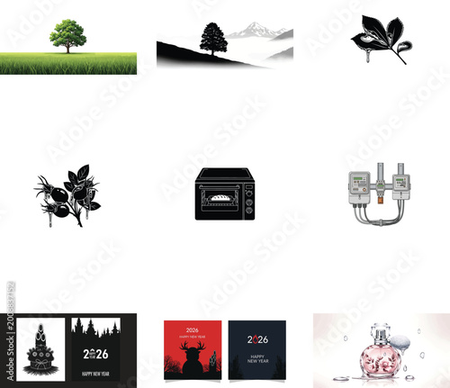 Abstract Geometric Nature and Urban Landscape Vector Illustration