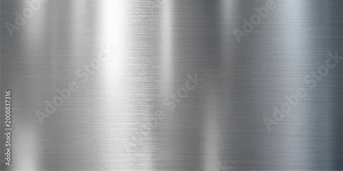 Metallic brushed texture with a sleek, polished surface, reflecting light and shadow to create an impressive visual effect. This image showcases a modern, industrial aesthetic.