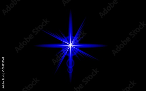 A solitary bright blue starburst shines intensely.