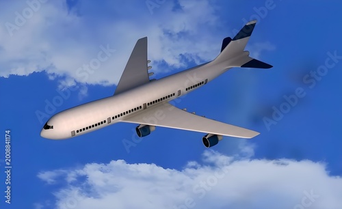 Airplane flying in the blue sky
