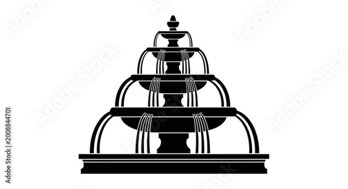 Fotografía Elegant Multi-Tiered Fountain with Water Flowing.