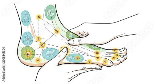 Tableau sur toile Detailed Illustration of Human Foot Acupuncture Points.