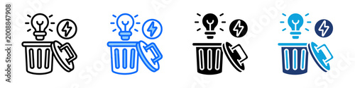 Waste To Energy Icon Set Multi Style Vector Illustration