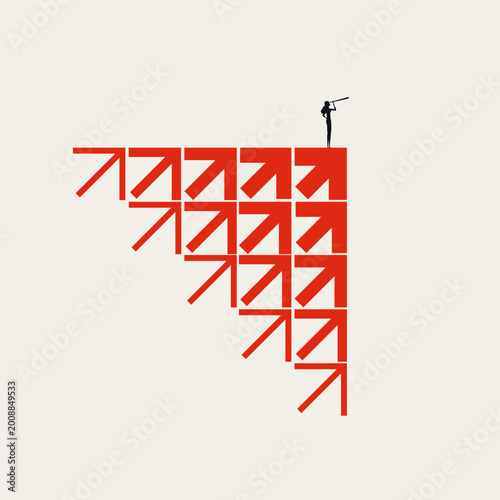Fotografija A conceptual minimalist illustration of a businesswoman silhouette standing atop