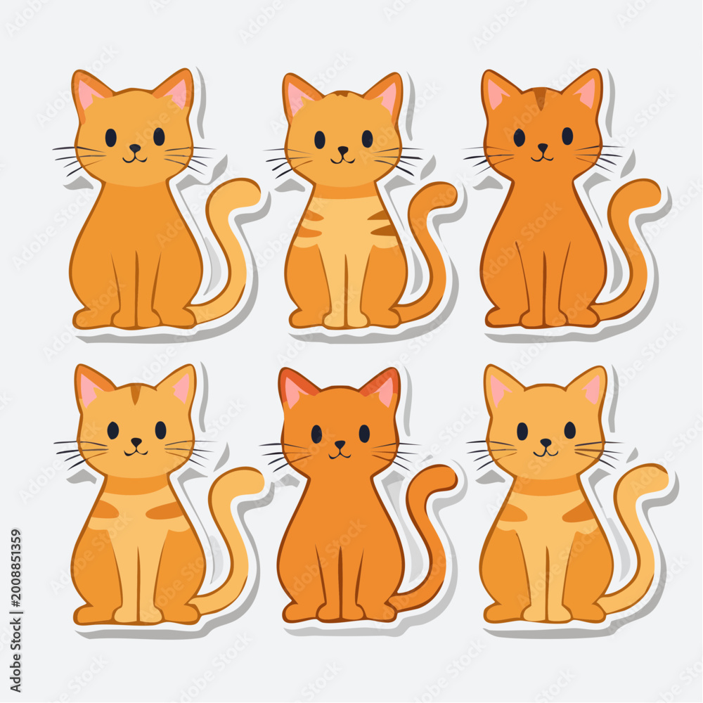 Fototapeta premium Cute Orange Tabby Cat Illustrations