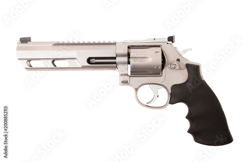 Slika na platnu Revolver on white background. Firearms concept