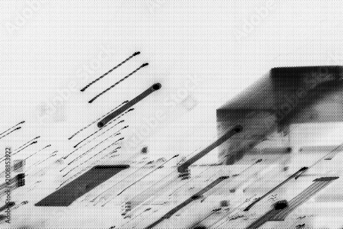 Billede på lærred Diagonal digital glitch noise and pixel distortion overlay on transparent background for futuristic tech design