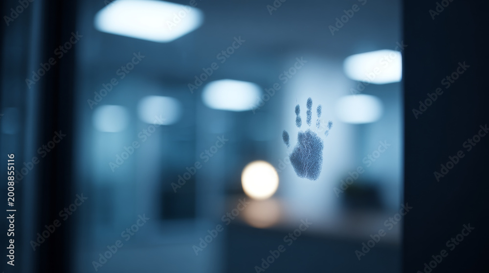 Naklejka premium Fingerprint on glass in environment