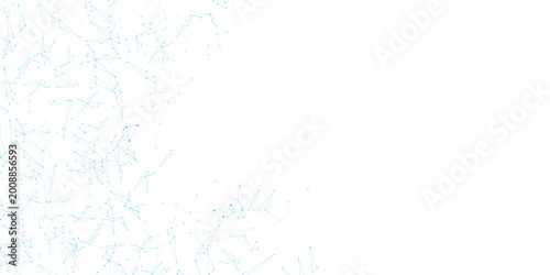 Quadro em tela Abstract blue plexus network background, geometric connecting lines and dots on white, digital technology data communication vector illustration