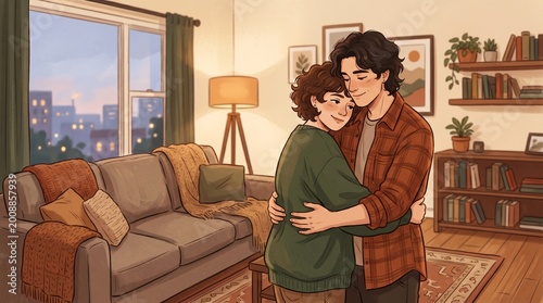 illustration of a couple embracing romantically to strengthen their connection made by AI generative