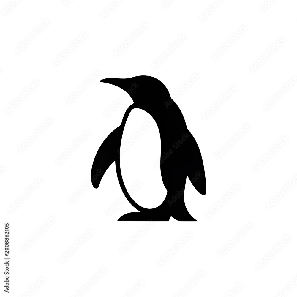 Obraz premium beautiful Penguin silhouette icon, minimal vector, clean recognizable shape, stock ready (