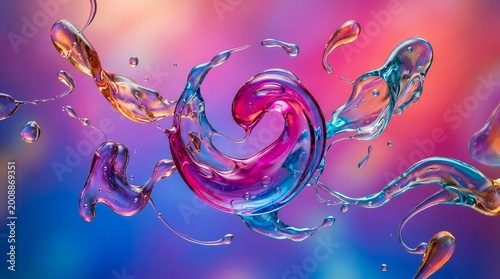 Colorful Liquid Abstract Forms on Smooth Gradient Background