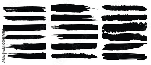 Bild auf Leinwand Set of vector paint brush stroke, ink splatter and artistic design elements