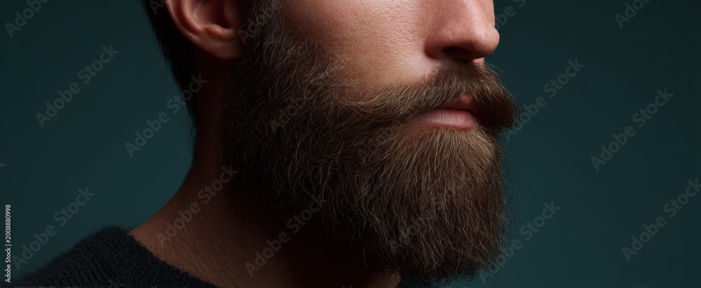 Obraz premium A well-groomed beard dances like a soft wave flaunting its natural hair texture and style.