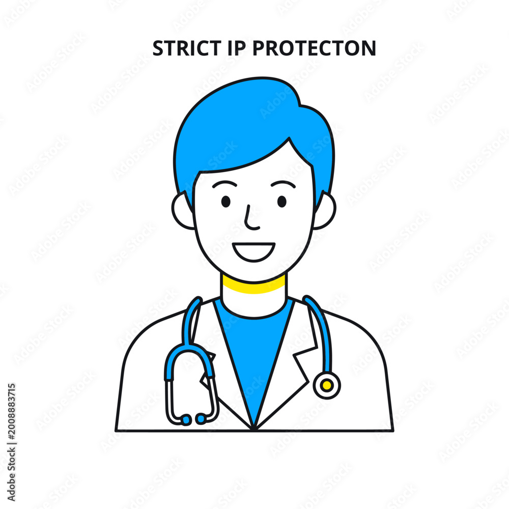 Fototapeta premium Smiling Doctor Wearing Stethoscope White Coat.
