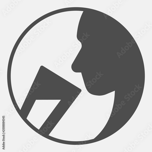 Tablou pe pânză Glass of water and person face solid icon, drink concept