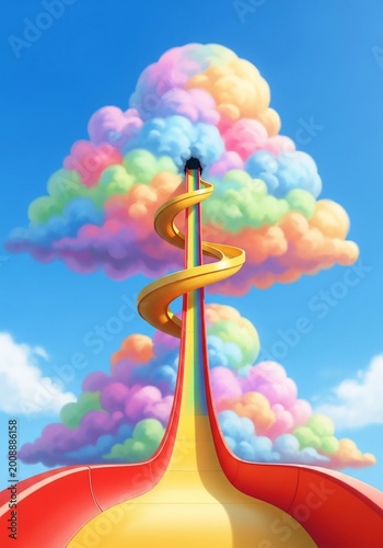Dreamy Slide into a Pastel Cloud Wonderland: Vibrant Sky Art