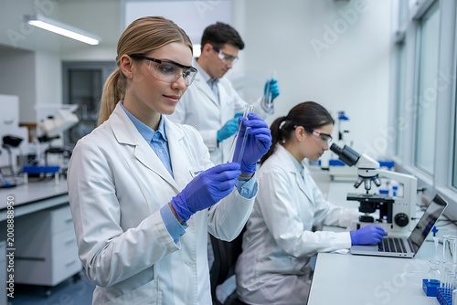 A team of scientists working in a lab. 